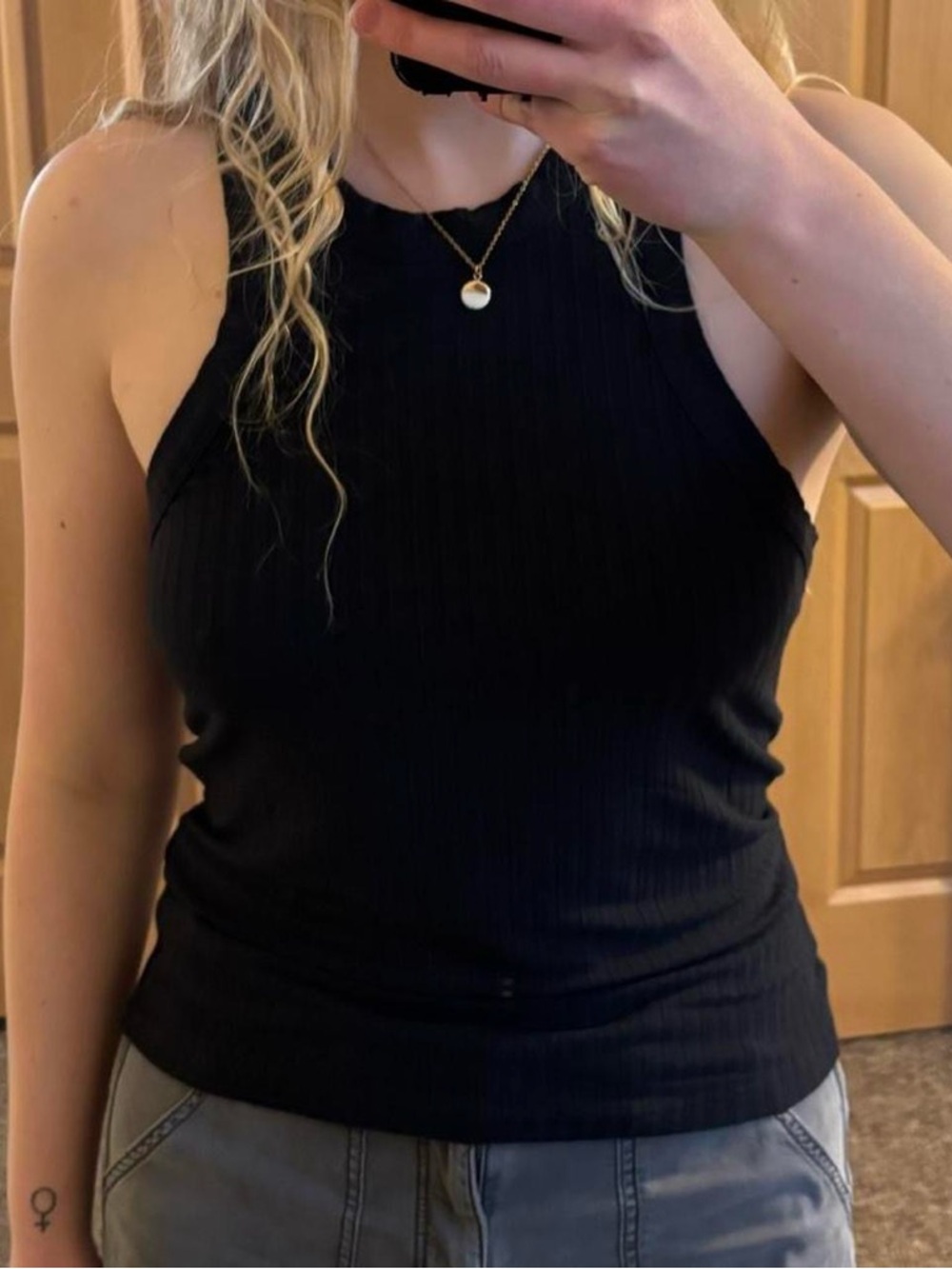 Free People Movemet Black Ribbed High-Neck Tank